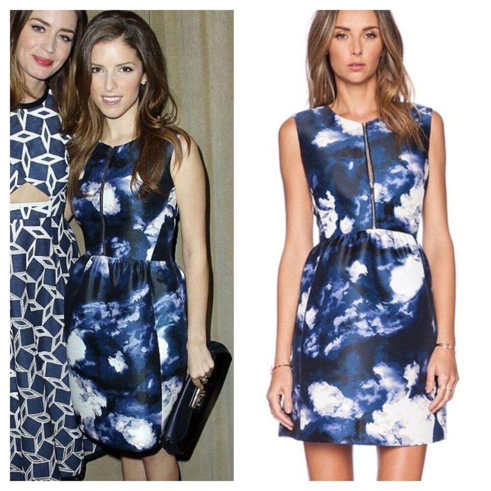Kate Spade Navy and White Cloud Print Mini Dress